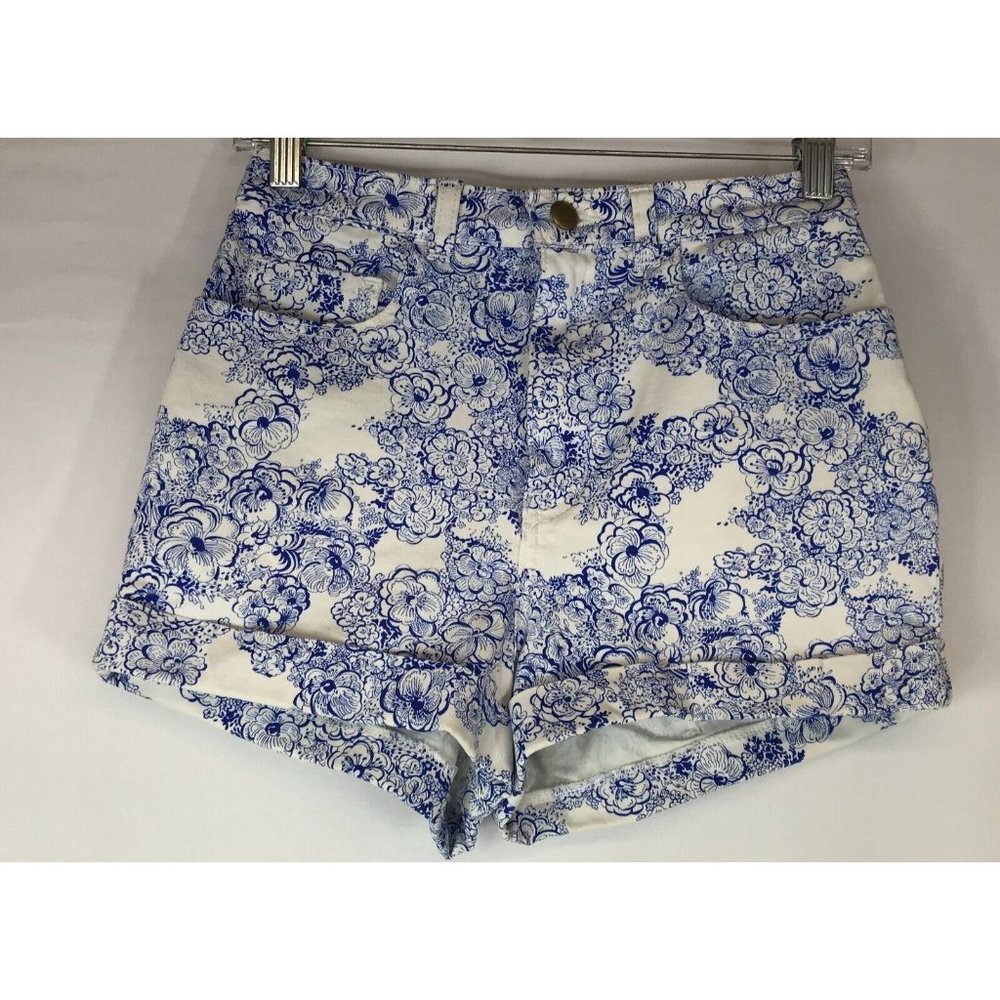 American Apparel Blue and White Floral Women Shorts